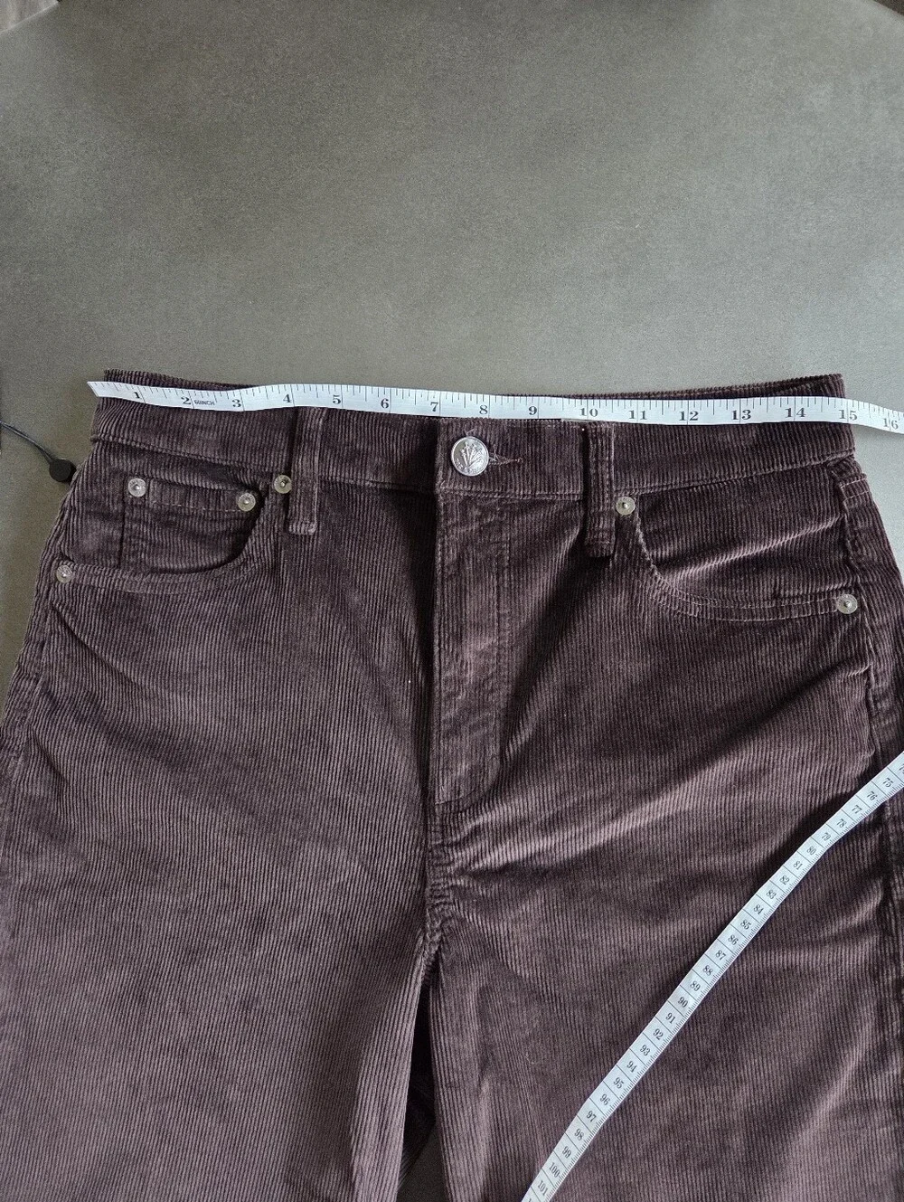 Rag & Bone Brown Andi Ankle Wide Leg Corduroy Pants Size 28 NWT Academia